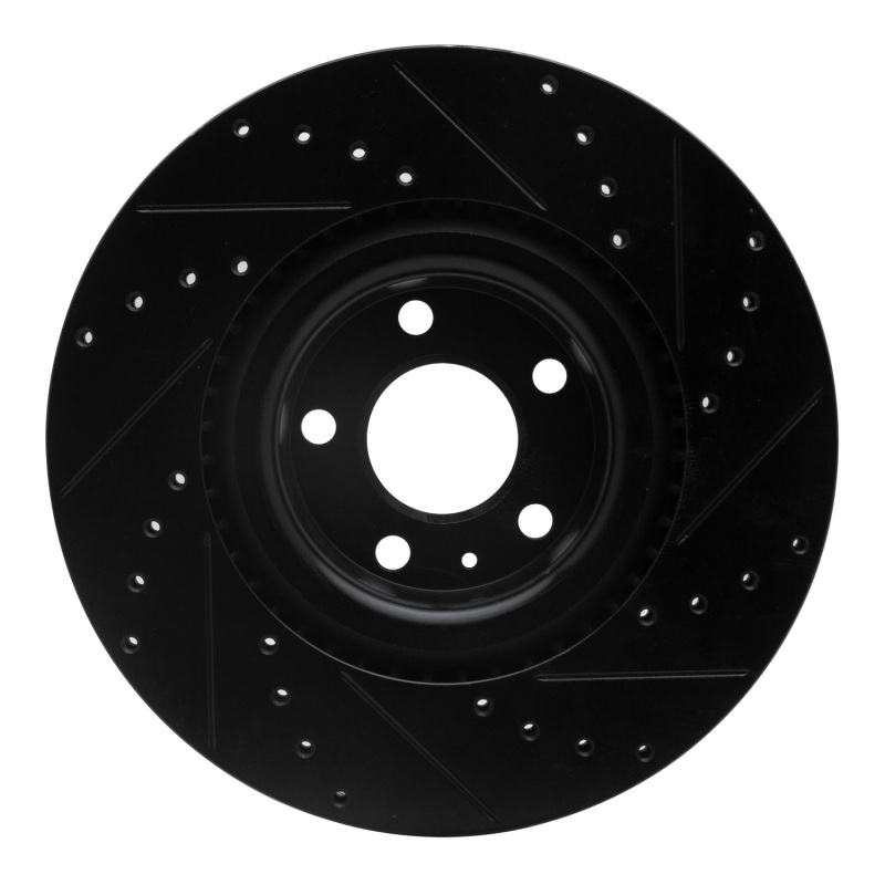 Audi S4 Brake Rotor (1) - Front Left - R1 Concepts - Drilled & Slotted - Black - `04-`09